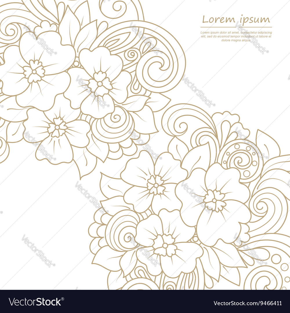 Card template with floral pattern