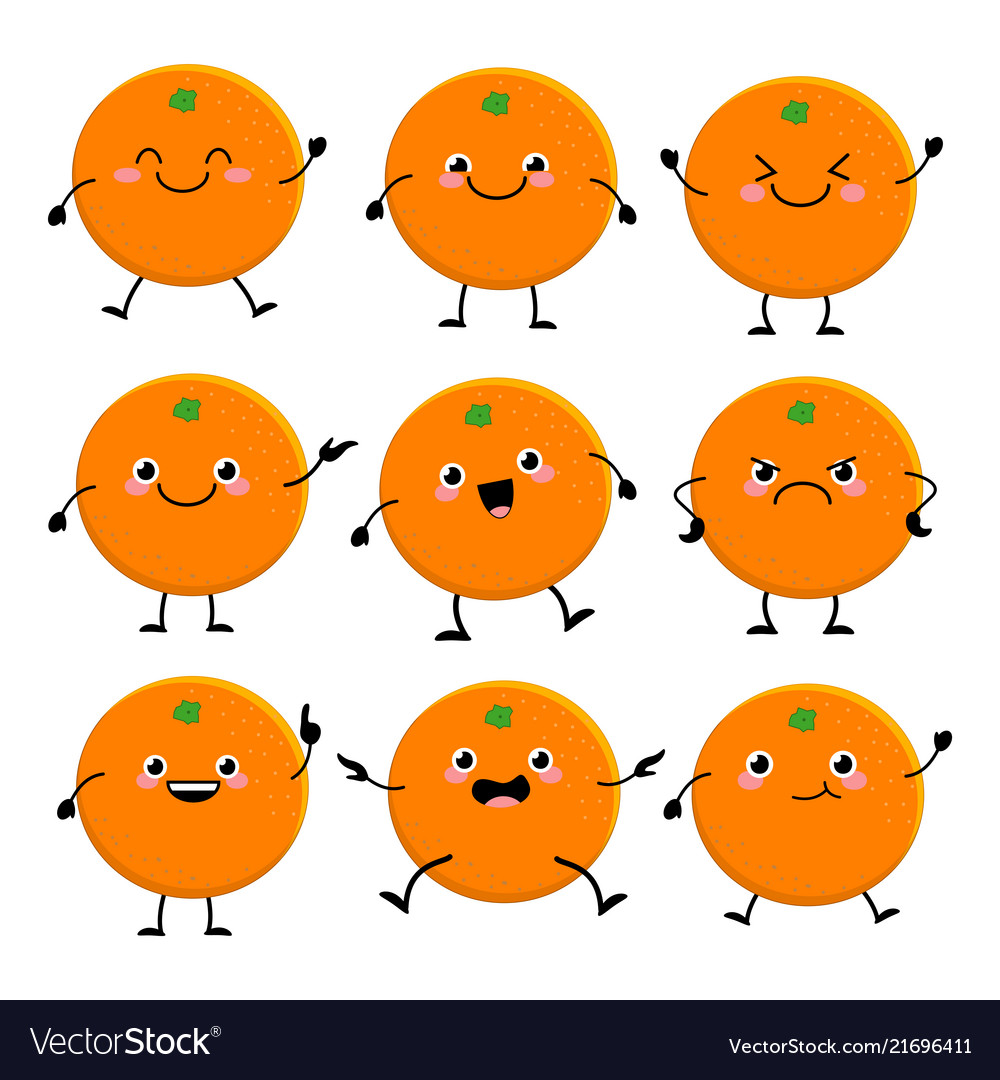 Cute orange characters set with different emition Vector Image