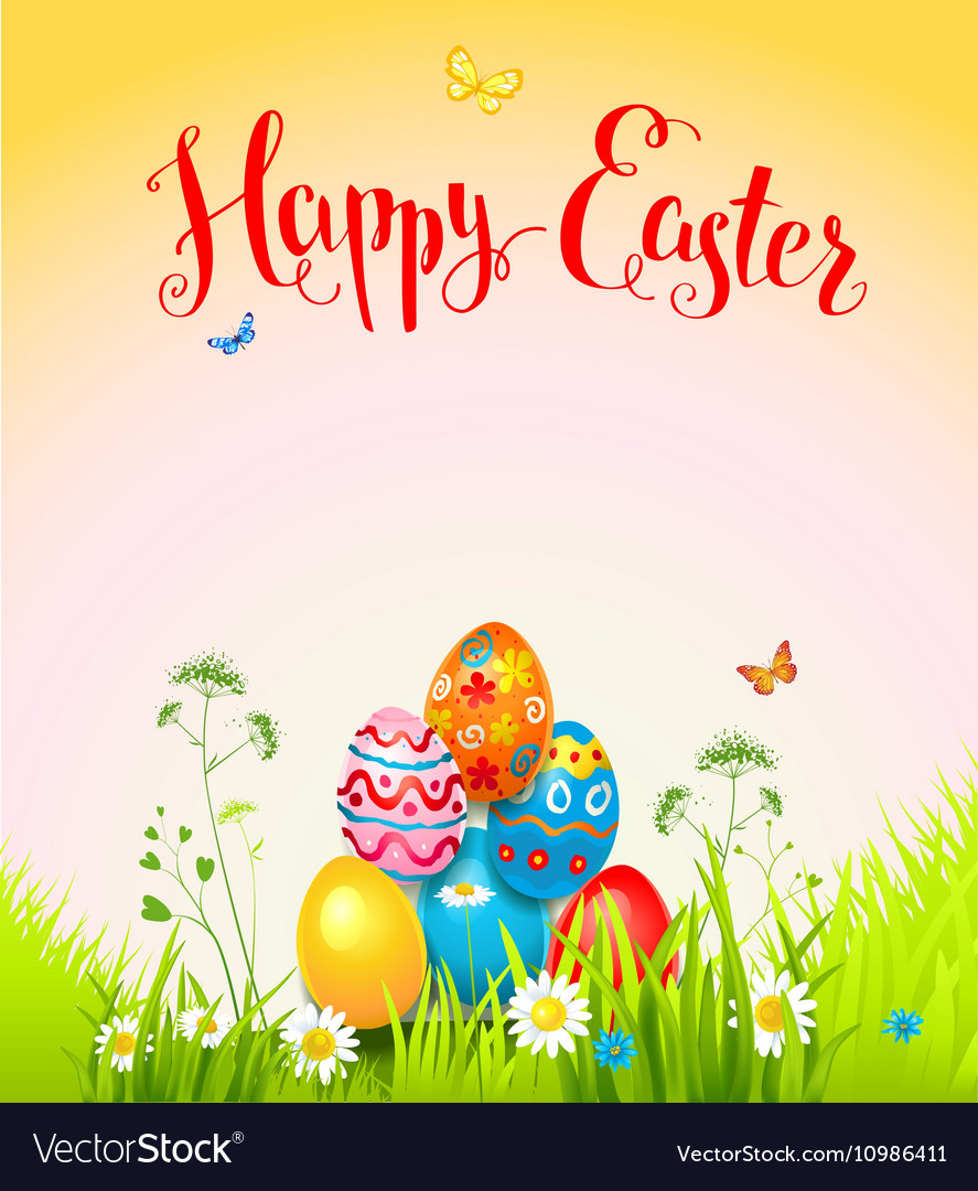 Easter background with eggs Royalty Free Vector Image