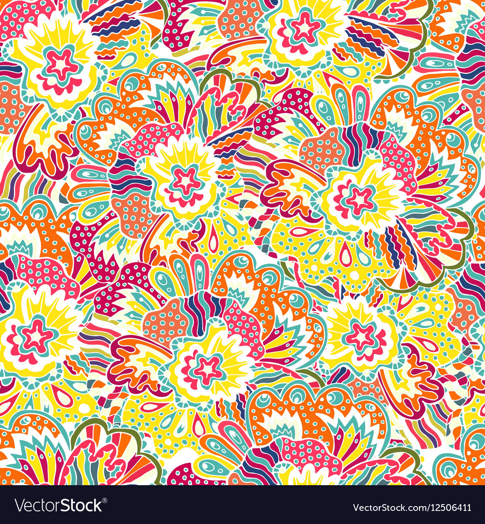 Flower pattern seamless botanic texture Royalty Free Vector