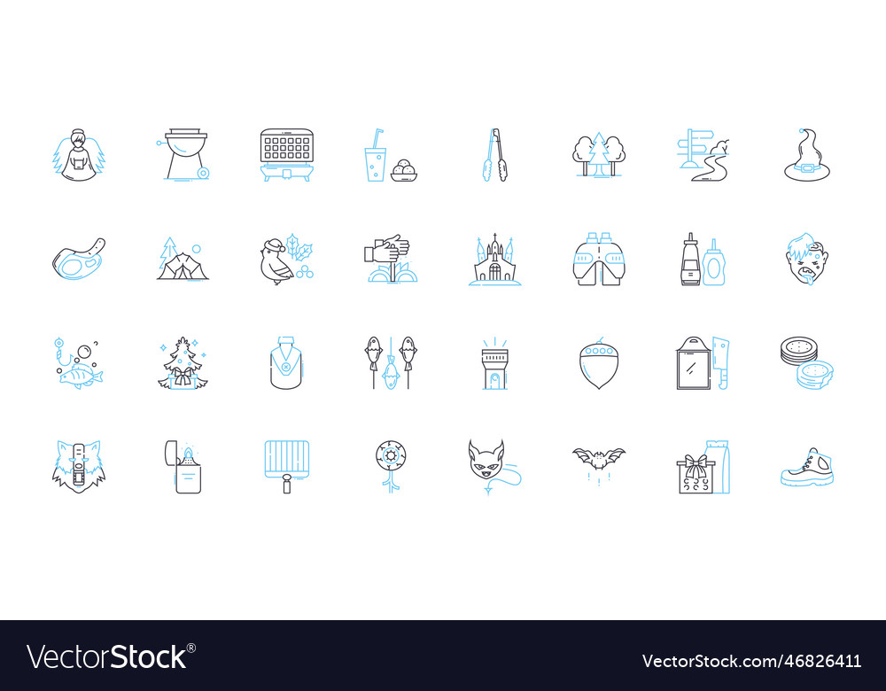 Gathering linear icons set meetup assembly vector image Gathering linear icons set meetup assembly