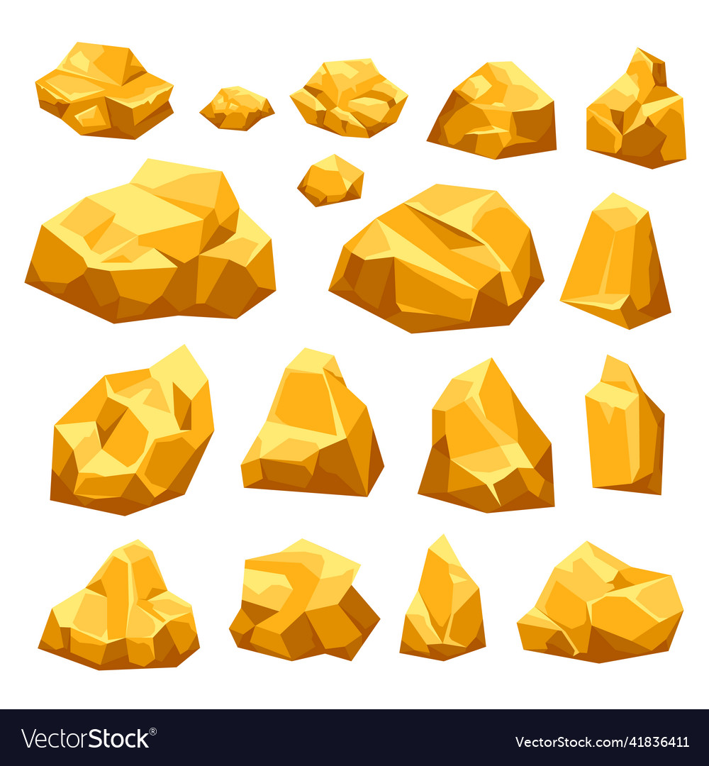 Gold stone mining game elements concept Royalty Free Vector