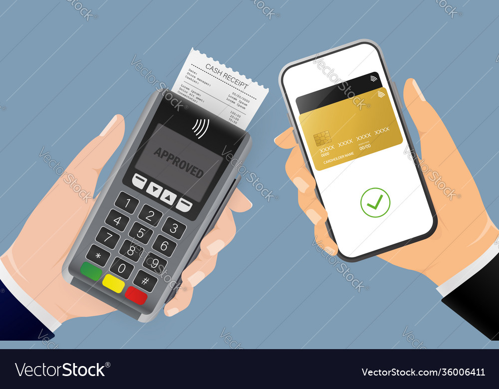 Hand with terminal and smartphone abstract online Vector Image Hand with terminal and smartphone abstract online