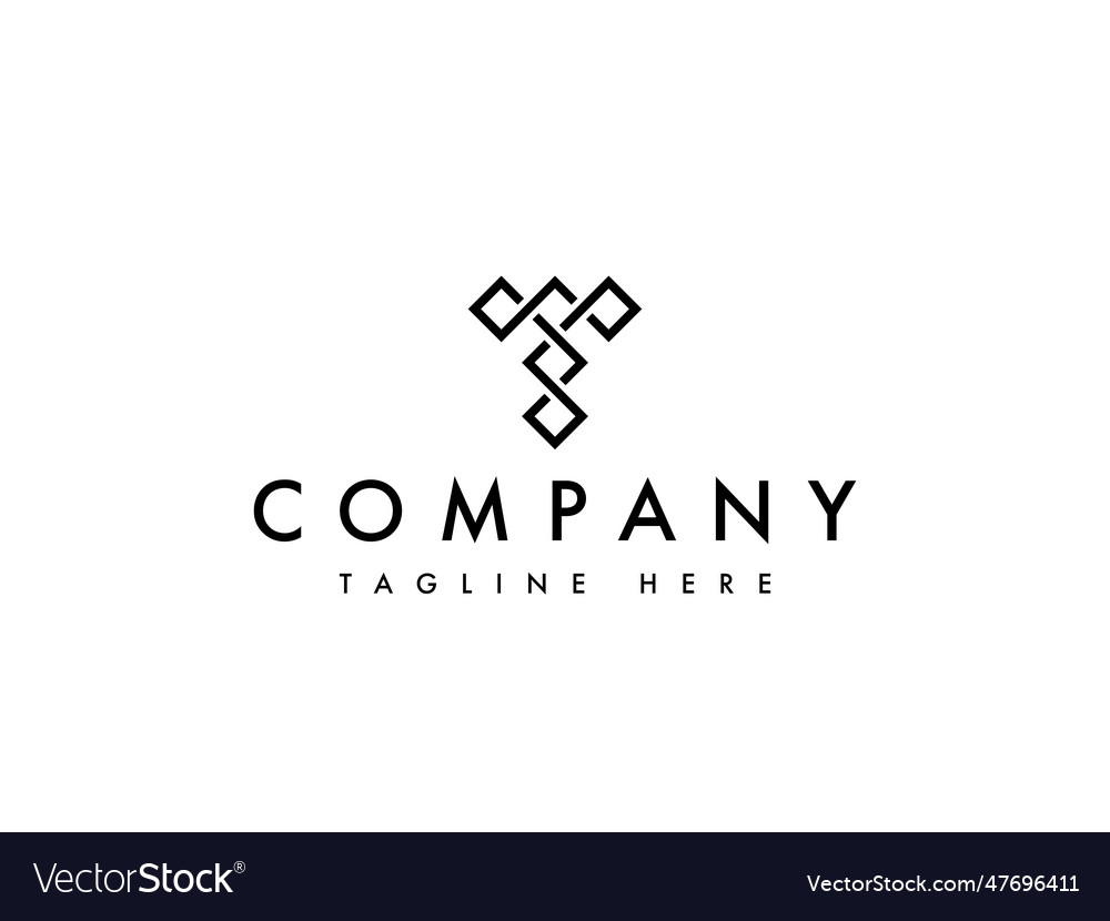 Letter t with knot line logo design Royalty Free Vector