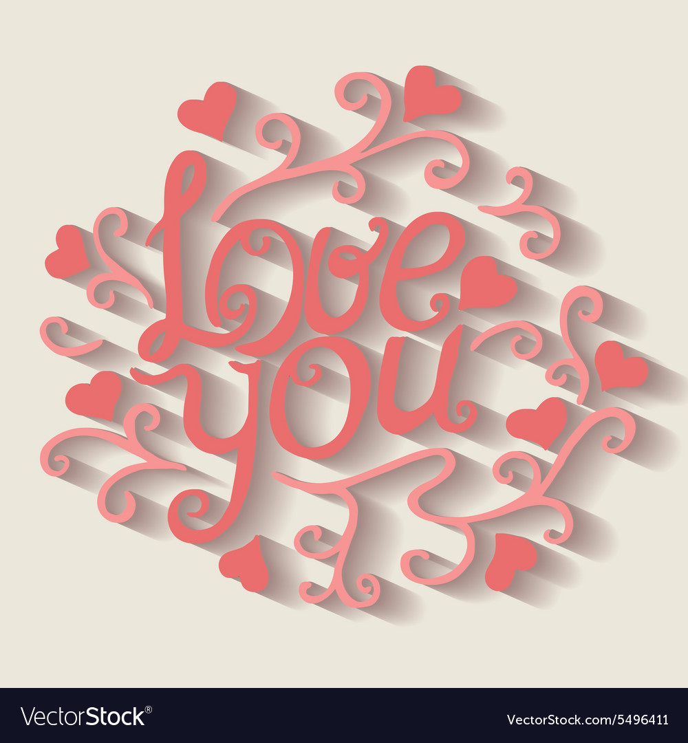 Love you lettering with floral ornament