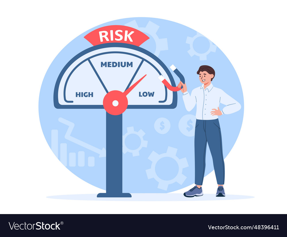 Man with risk meter concept