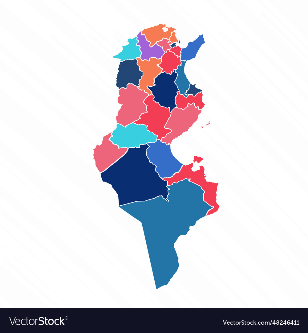 Multicolor map of tunisia with provinces Vector Image