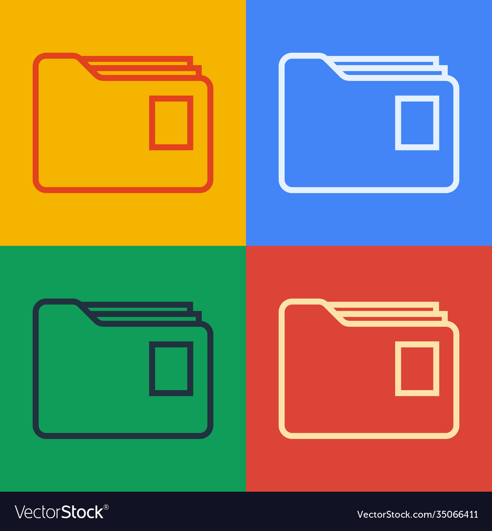 Pop art line document folder icon isolated vector image Pop art line document folder icon isolated