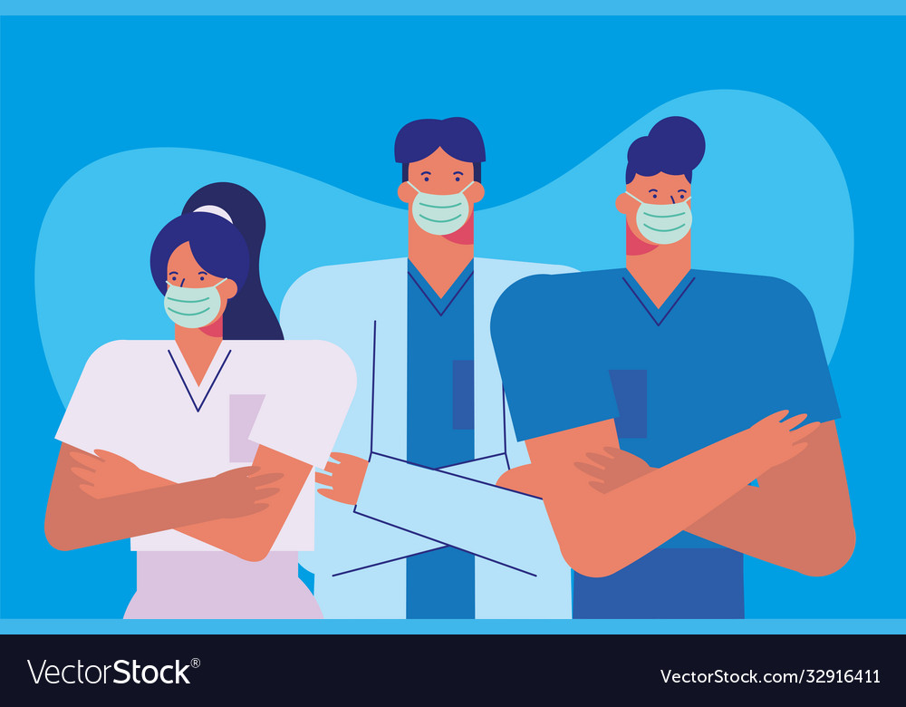 Professionelle Ärzte die medizinische Masken tragen vector image Professionelle Ärzte die medizinische Masken tragen