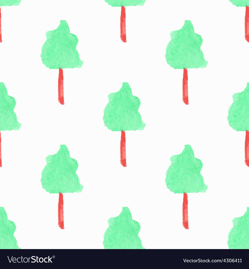 Seamless pattern with trees hand-drawn background