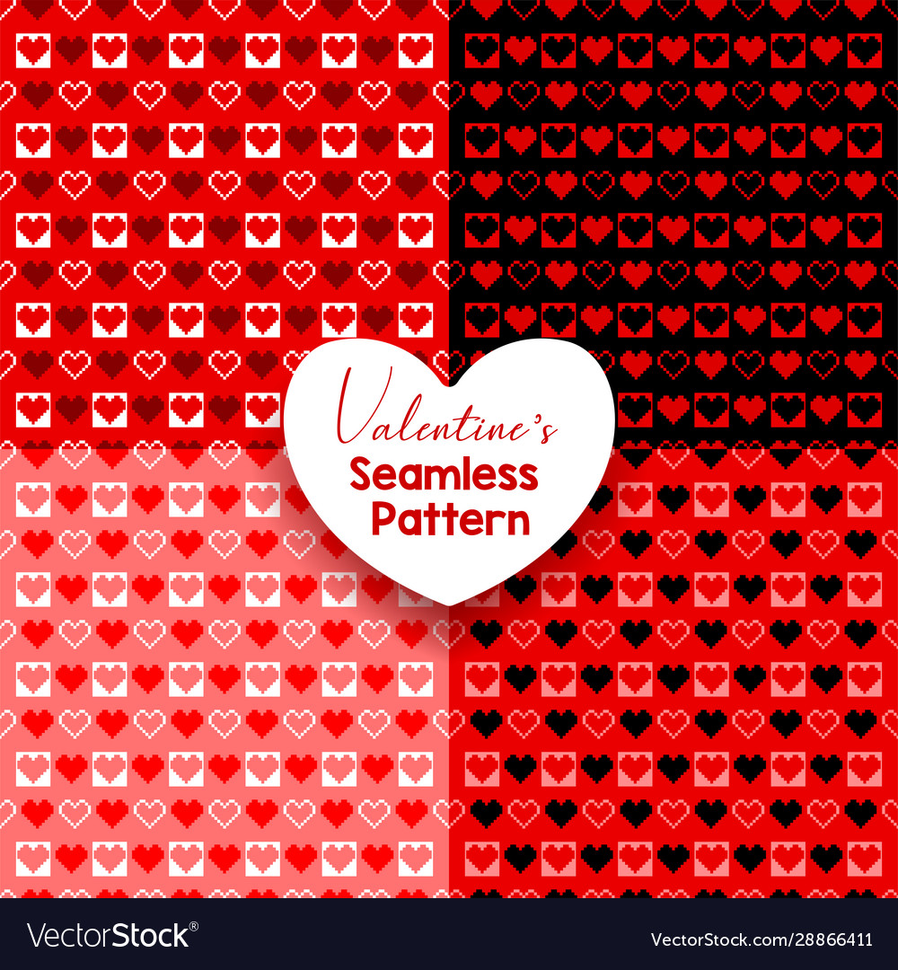 Set abstract heart seamless pattern background