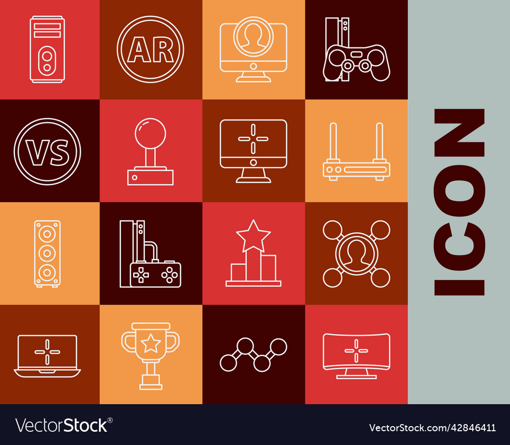 Set line computer monitor share router and wi-fi Vector Image Set line computer monitor share router and wi-fi