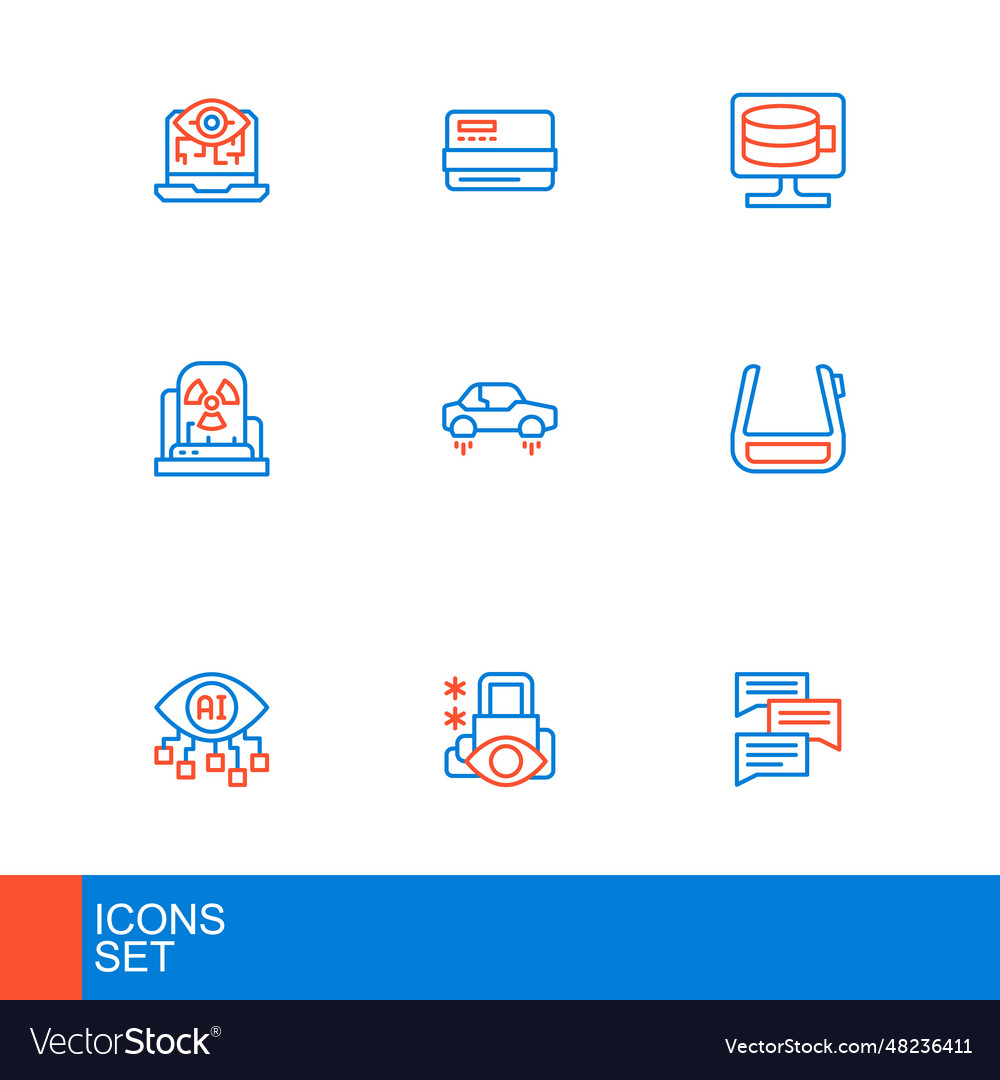 Set line speech bubble chat cyber security