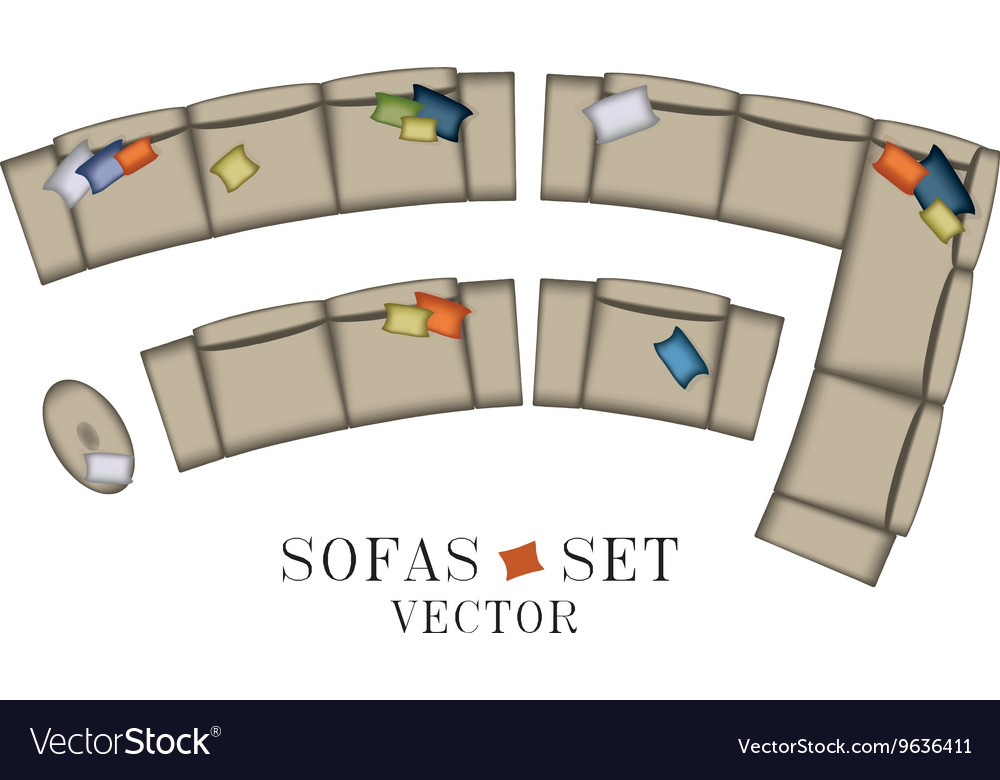 Sofas armchair set top view furniture pouf