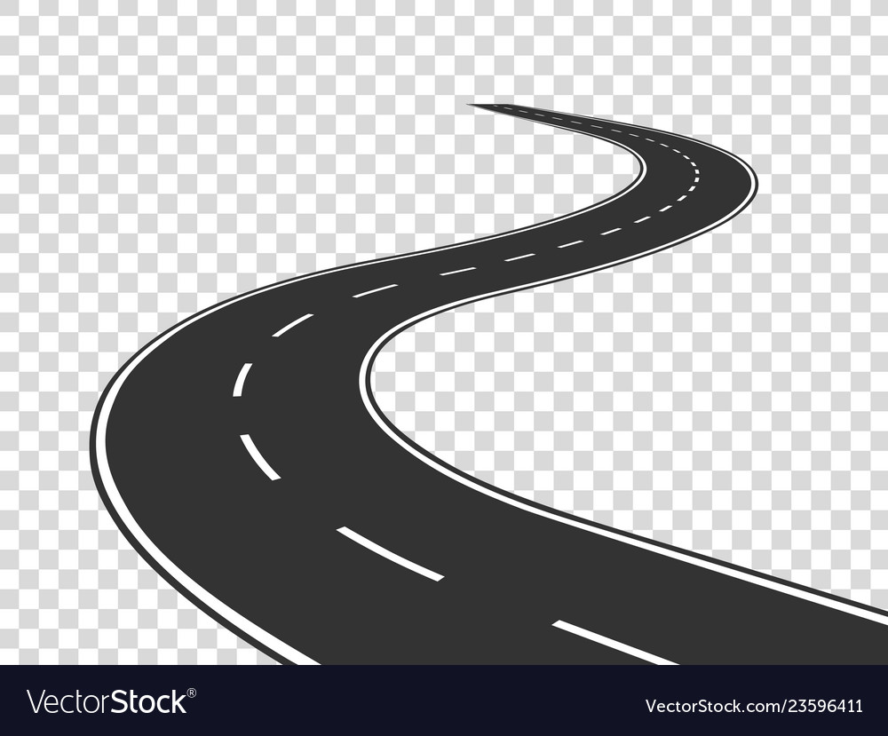 Winding road journey traffic curved highway road Vector Image