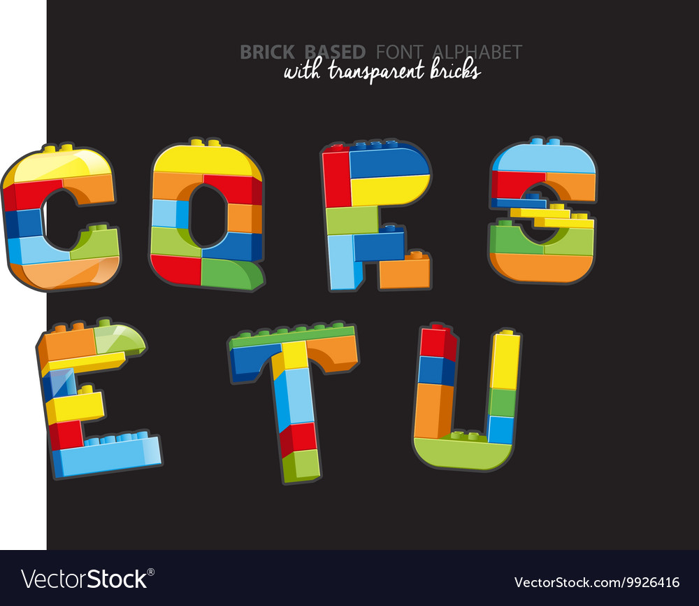 Alphabet created from playing bricks with some