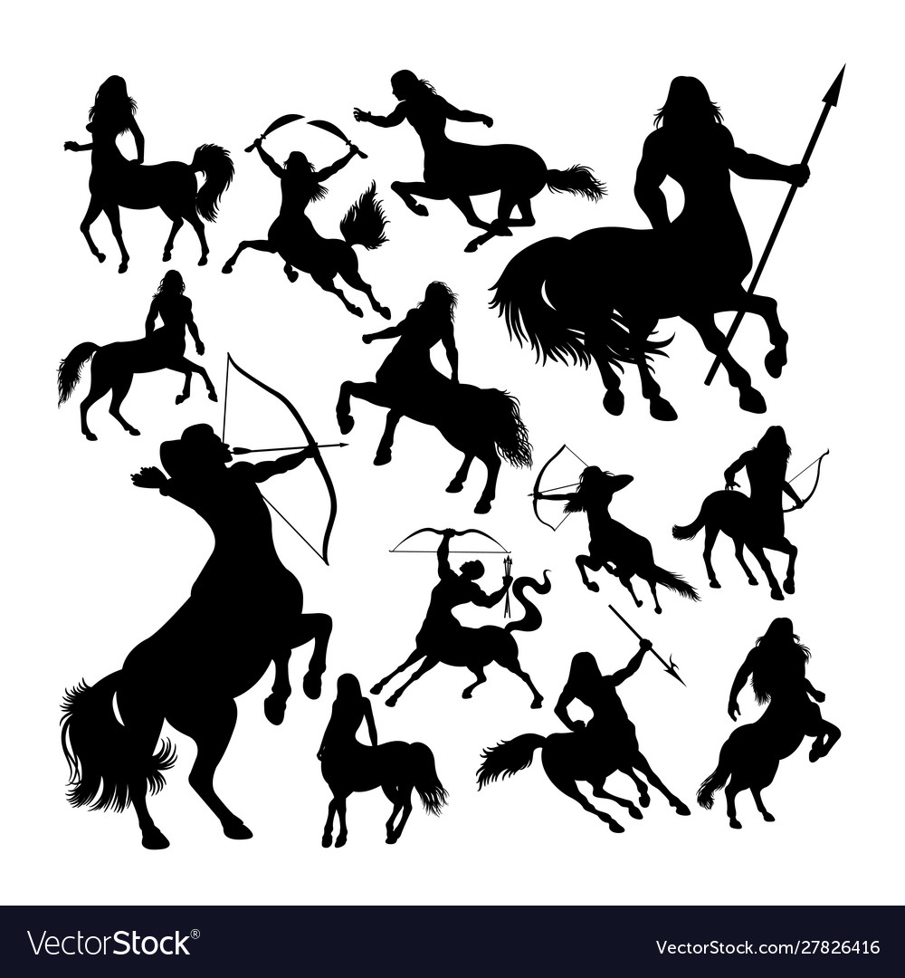 Centaur ancient creature mythology silhouettes vector image Centaur ancient creature mythology silhouettes