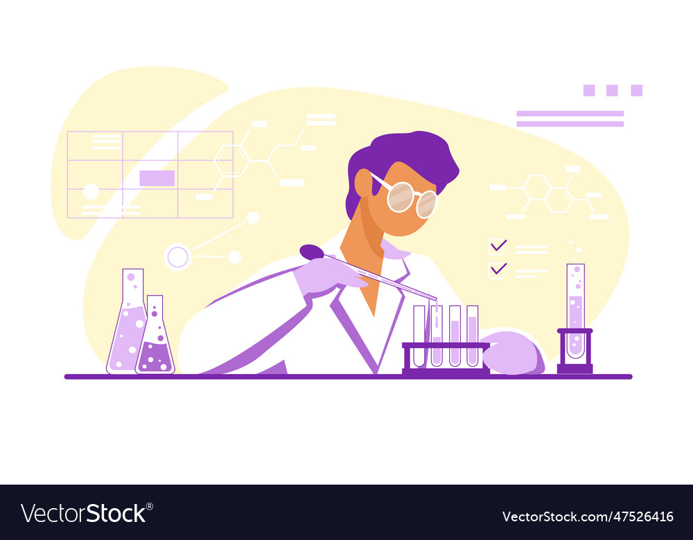 Chemist working in lab vector image Chemist working in lab