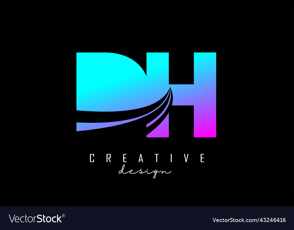 Creative colorful letters dh d h logo Royalty Free Vector