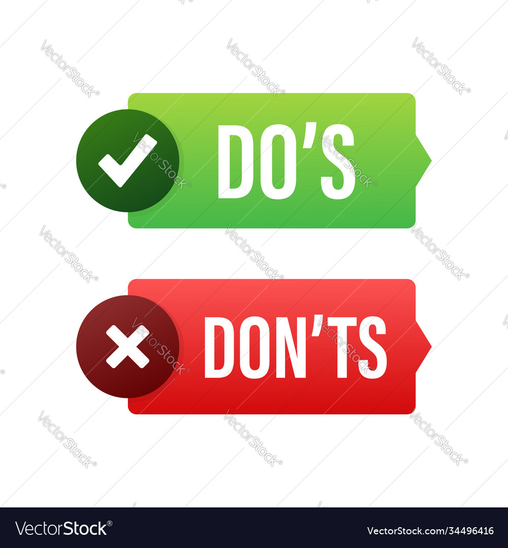 Do s and don ts button flat simple thumb up Vector Image