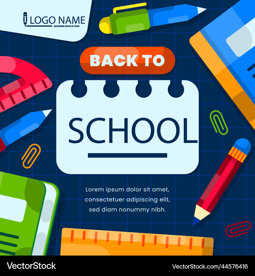 Flat back to school posts set Royalty Free Vector Image