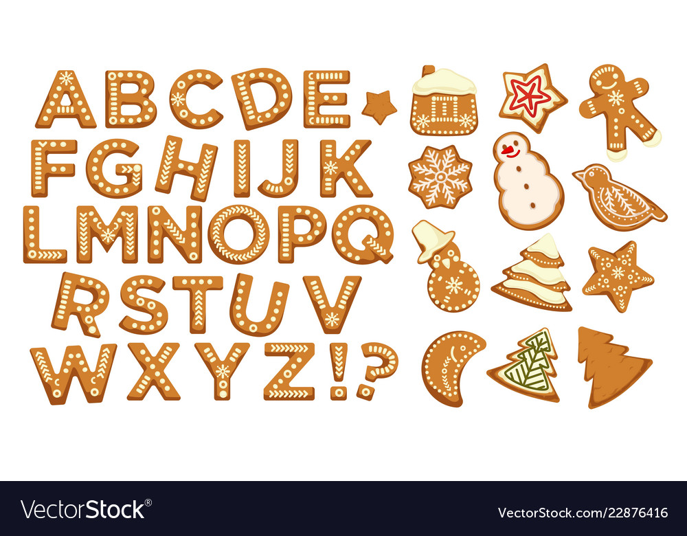 happy holidays christmas abc letters font vector image