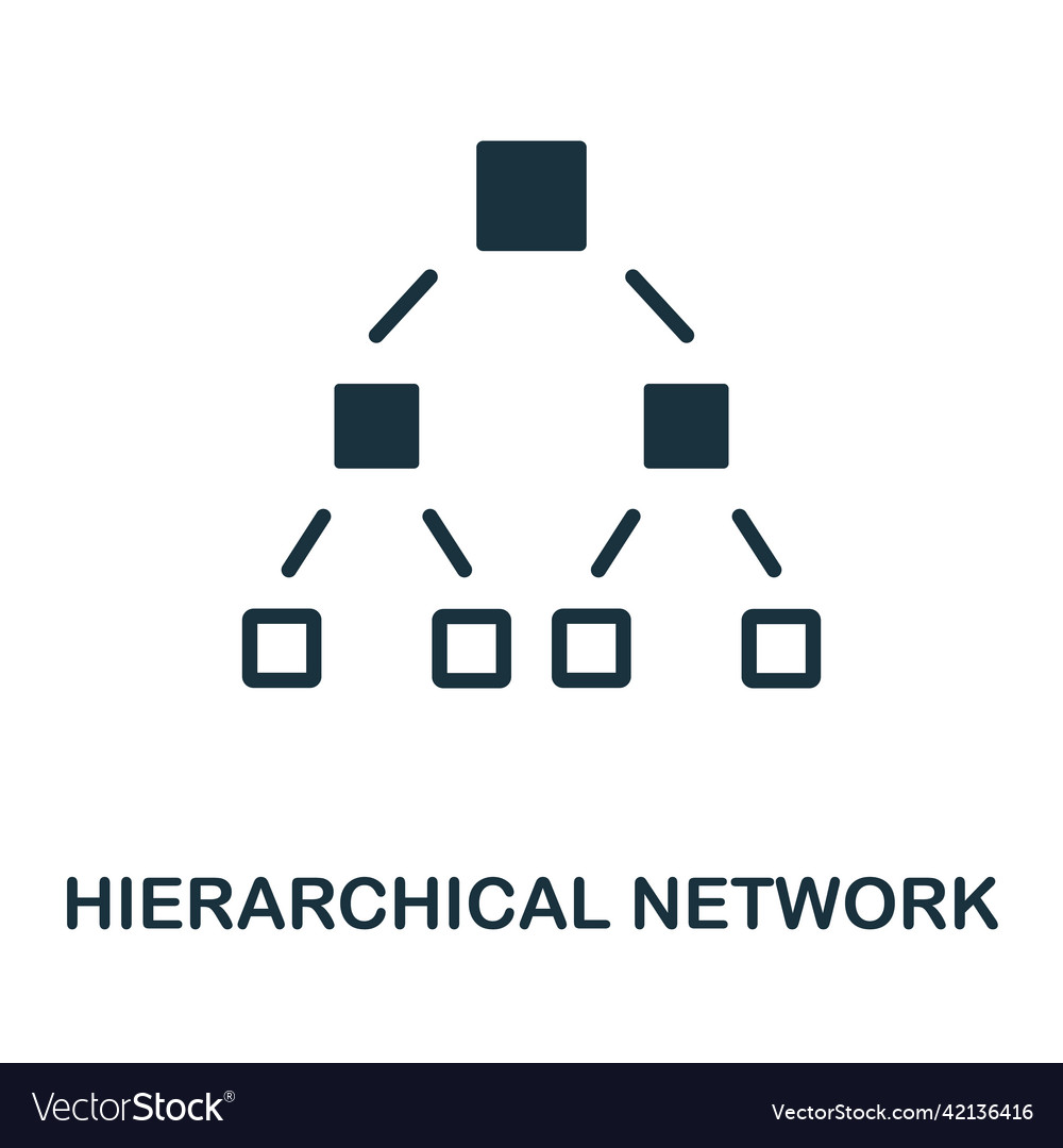 Hierarchical network flat icon colored element