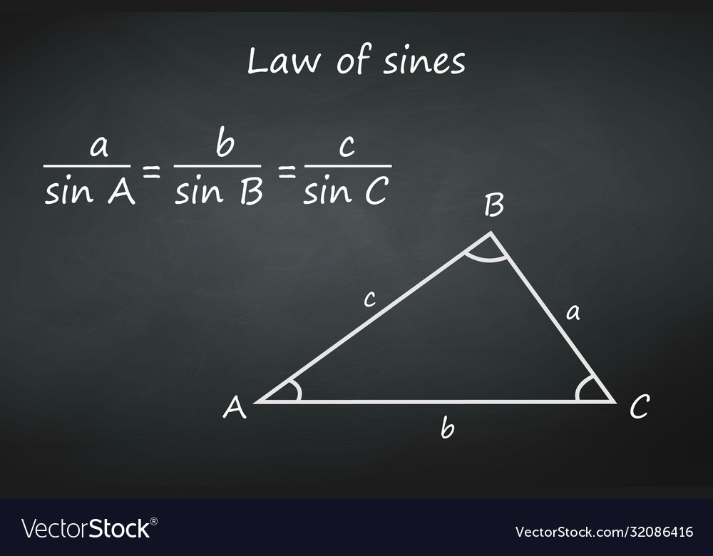 Law sines on chalkboard template for your Vector Image