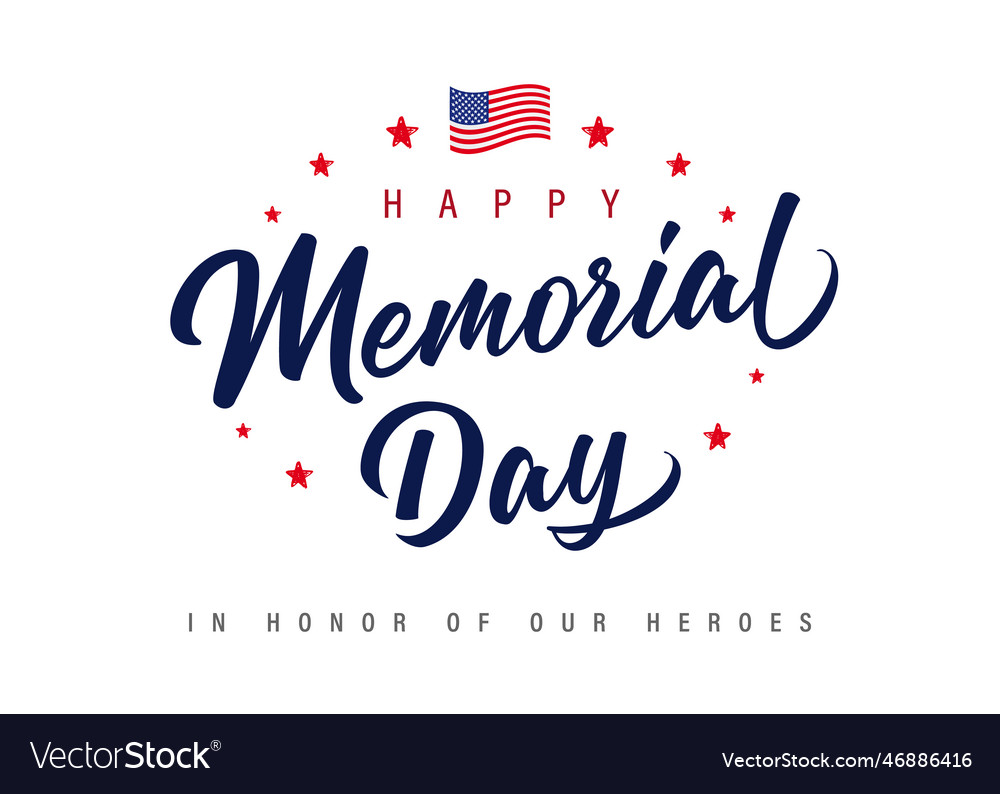 Memorial day handwritten lettering poster Vector Image