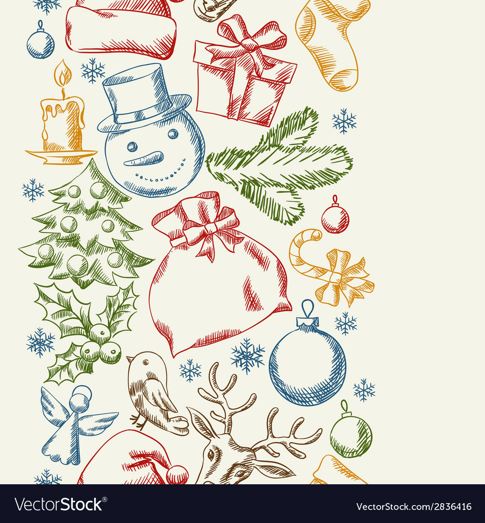 Merry christmas hand drawn seamless pattern design