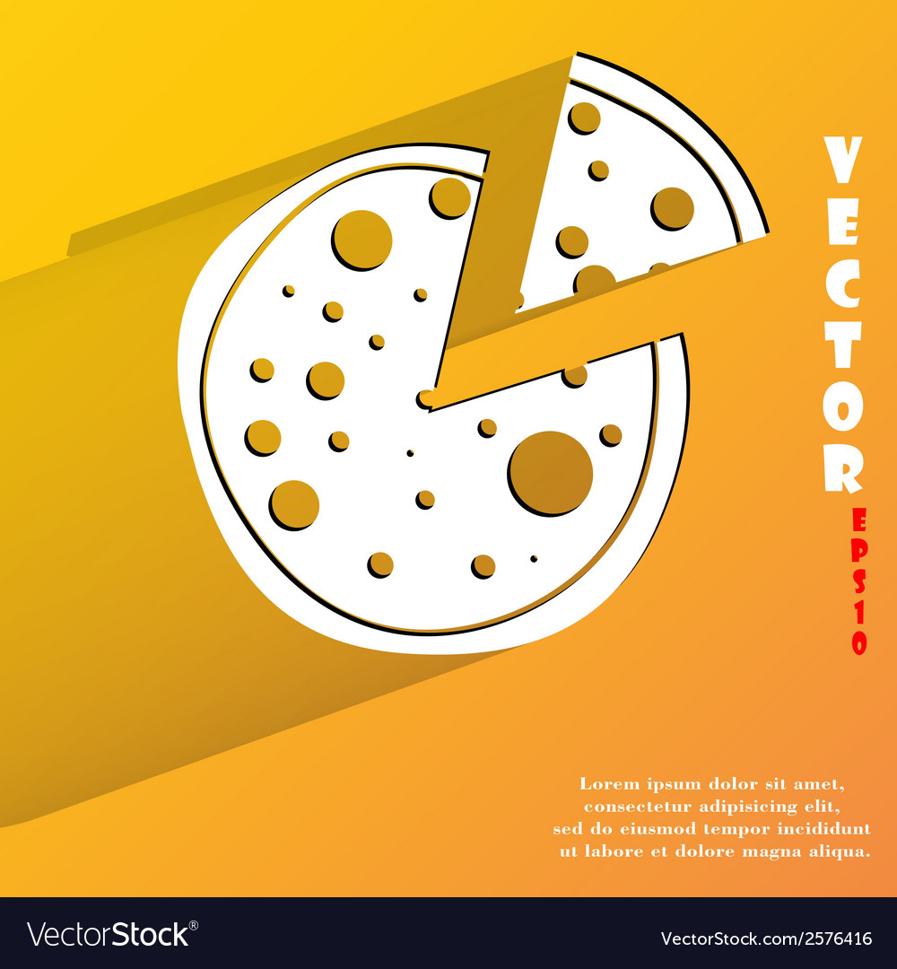 Pizza flat modern web button with long shadow