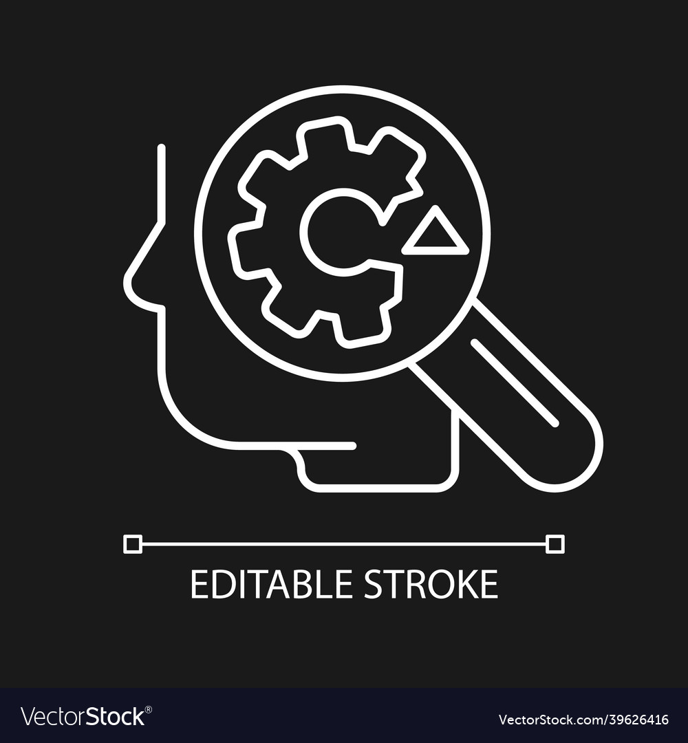 Recognizing weaknesses white linear icon for dark vector image Recognizing weaknesses white linear icon for dark