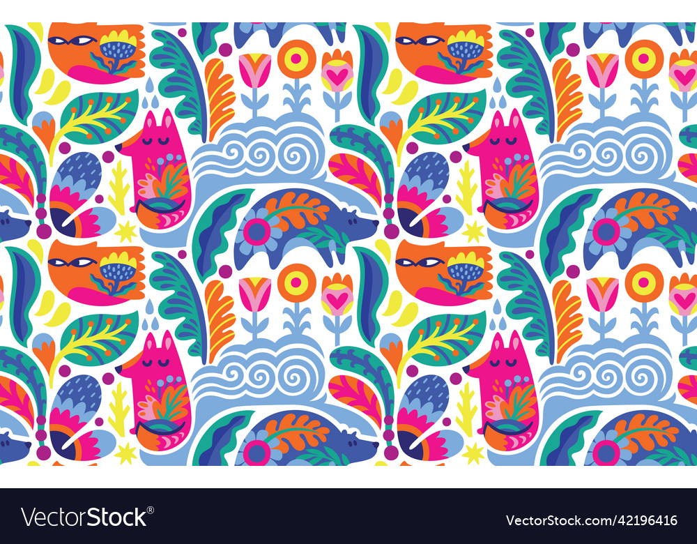 Scandinavian folk art seamless pattern Royalty Free Vector