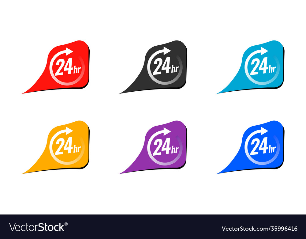 Set color icons round clock work sign 24