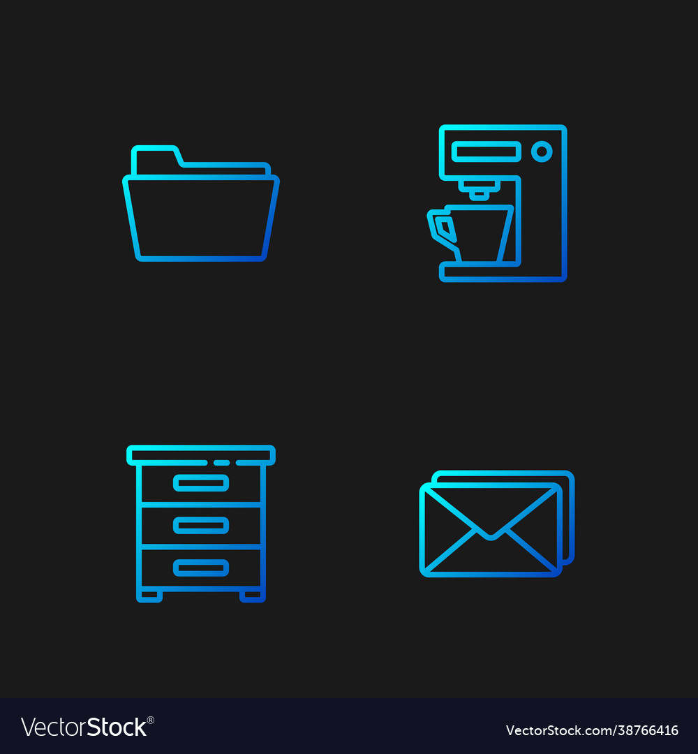 Set line envelope drawer with documents document vector image Set line envelope drawer with documents document