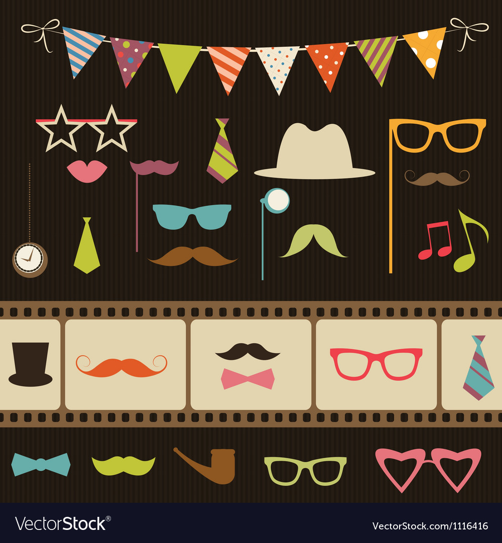 Set retro party elements Royalty Free Vector Image