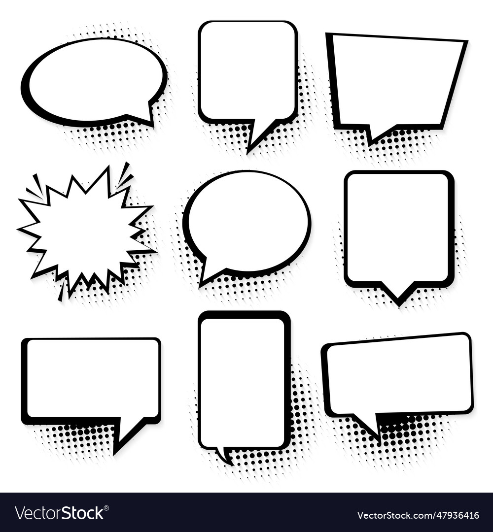 Speech or thought bubbles retro empty comic