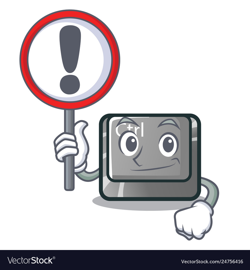 With sign ctrl button in cartoon shape Vector Image With sign ctrl button in cartoon shape