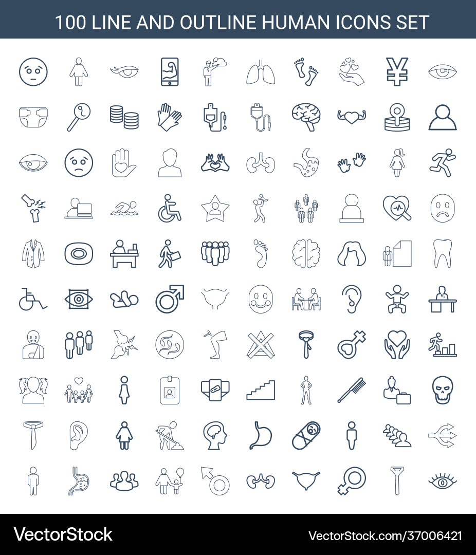 100 human icons Royalty Free Vector Image - VectorStock