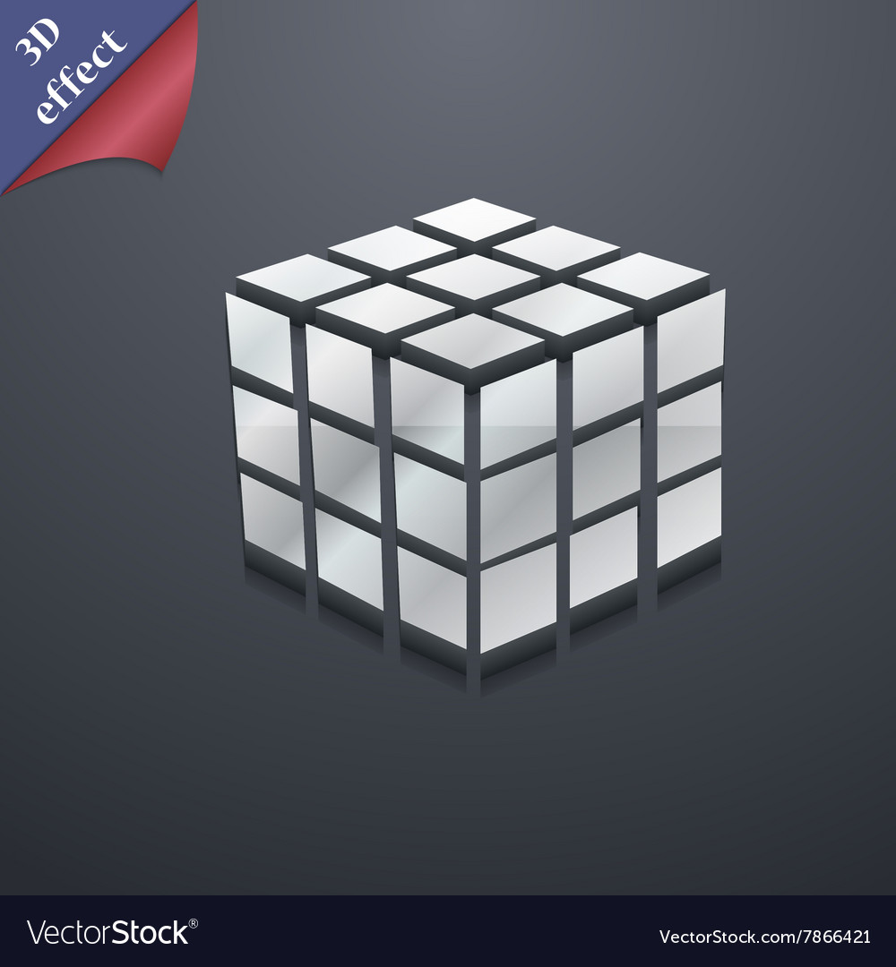 A three sided cube puzzle box in 3d icon symbol