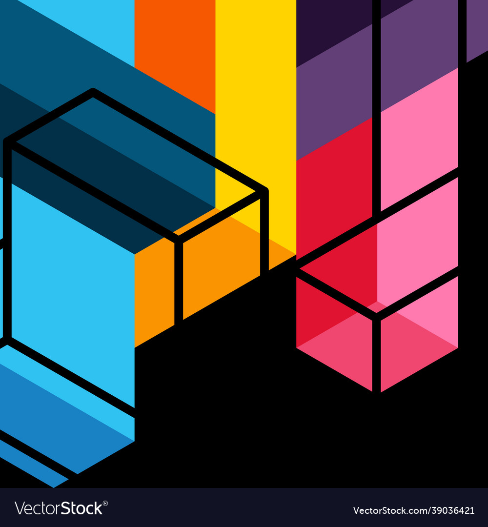 Abstract background 3d cubes cubic elements vector image Abstract background 3d cubes cubic elements