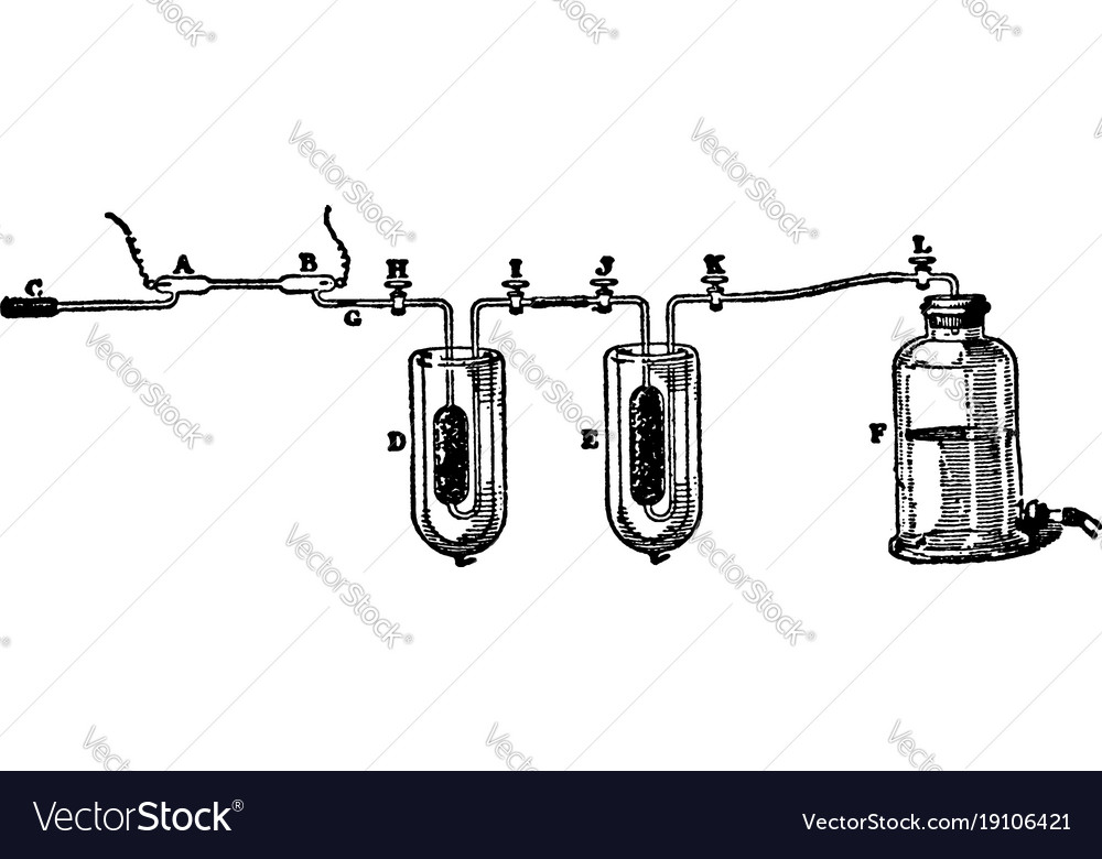 Apparatus used to separate volatile gases vintage Vector Image