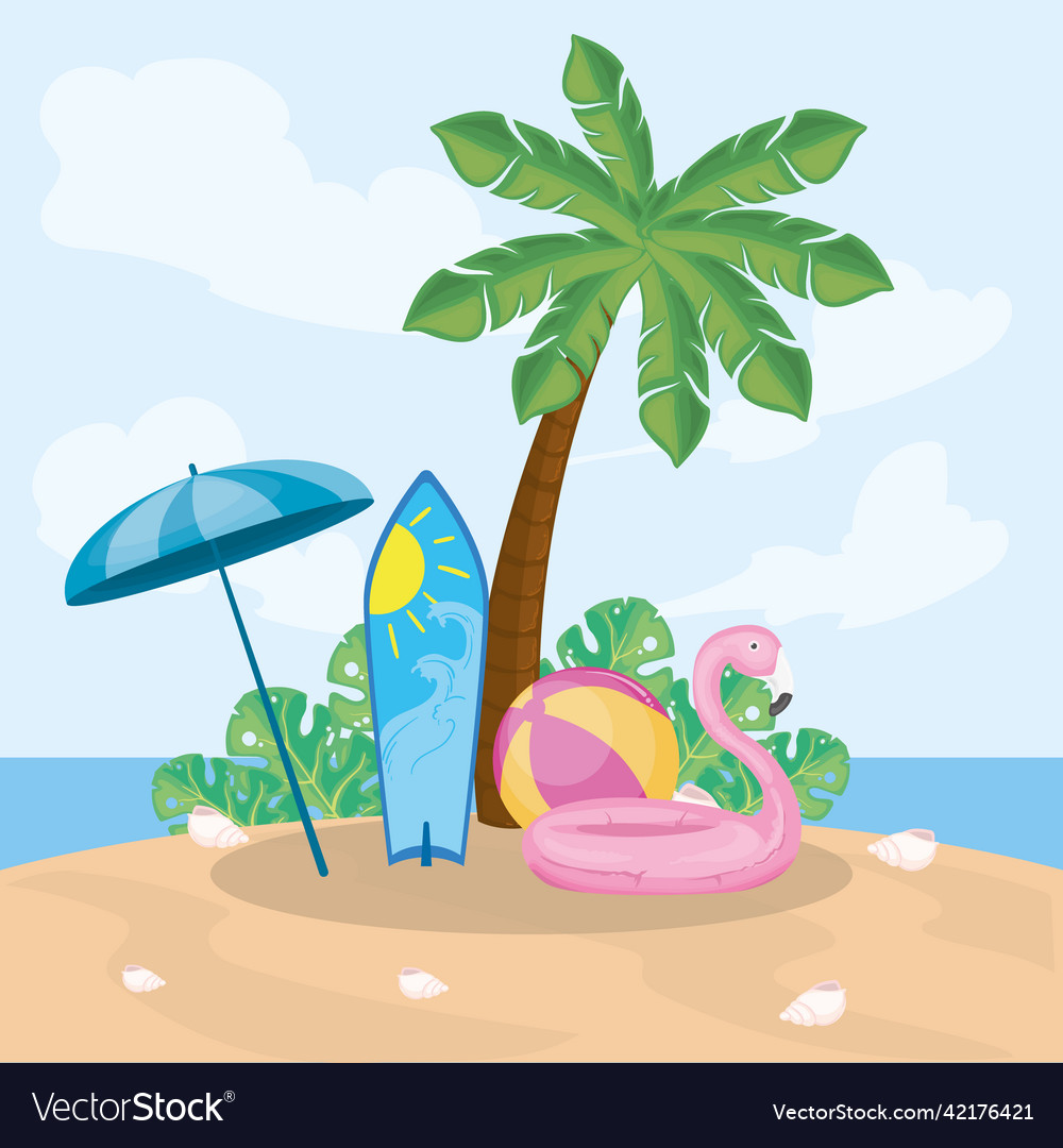 Beach icons and conchs Royalty Free Vector Image