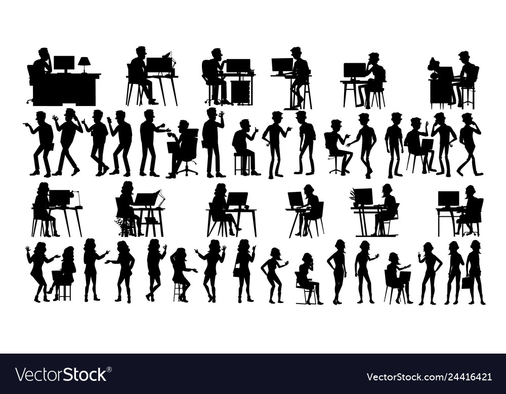 Business people silhouette set man woman vector image Business people silhouette set man woman