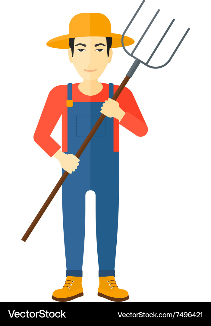 Farmer with pitchfork Royalty Free Vector Image