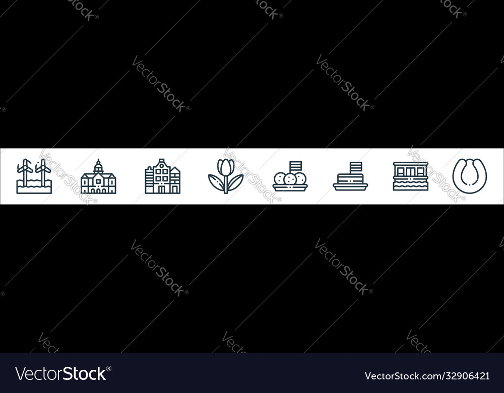 Holland line icons linear set quality vector image Holland line icons linear set quality