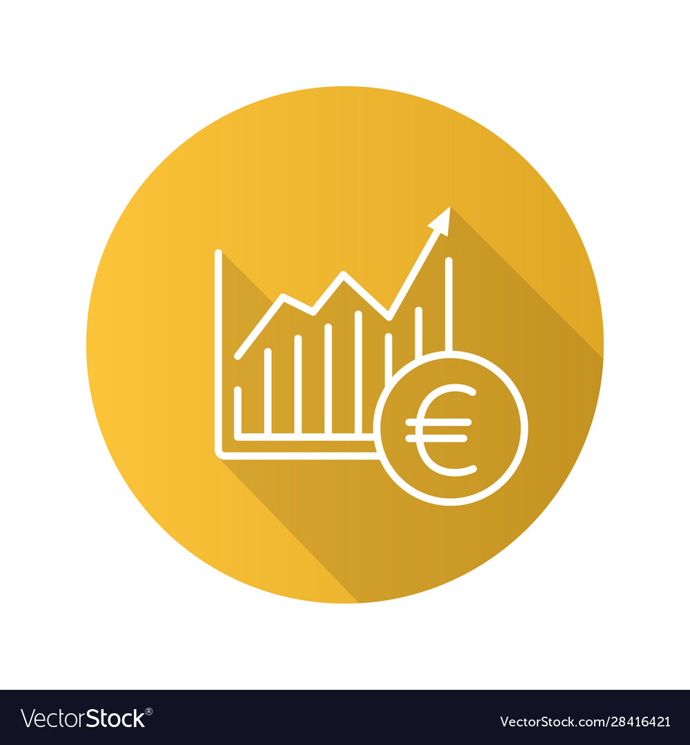 Market growth chart flat linear long shadow icon