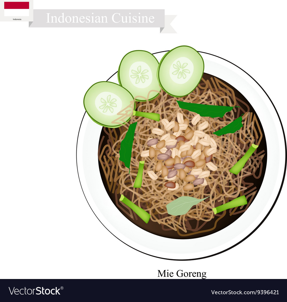 Mie Goreng Bami Goreng Or Indonesian Fried Noodle Vector Image