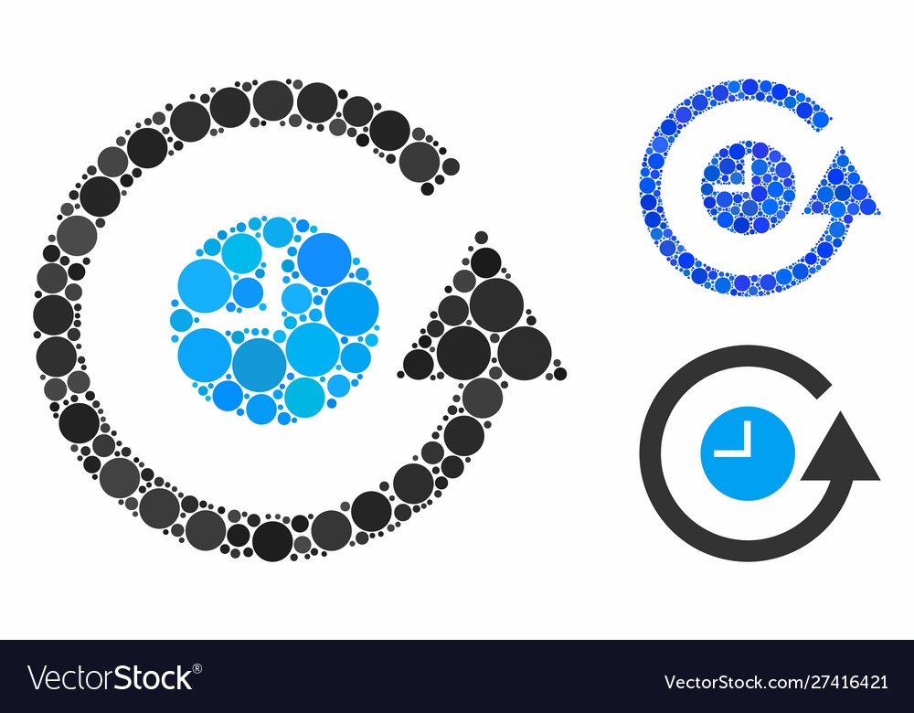 Restore clock composition icon circle dots vector image Restore clock composition icon circle dots