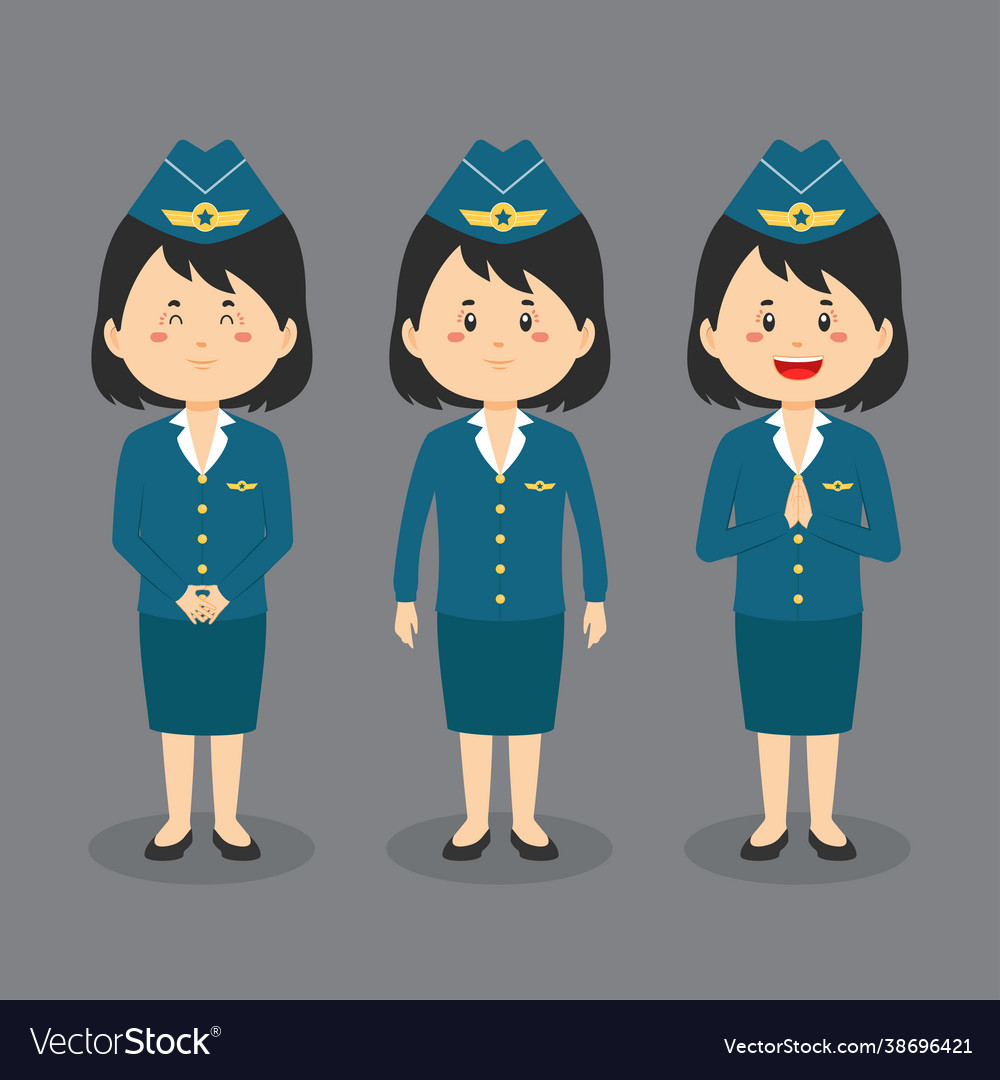 Stewardess character with various expression